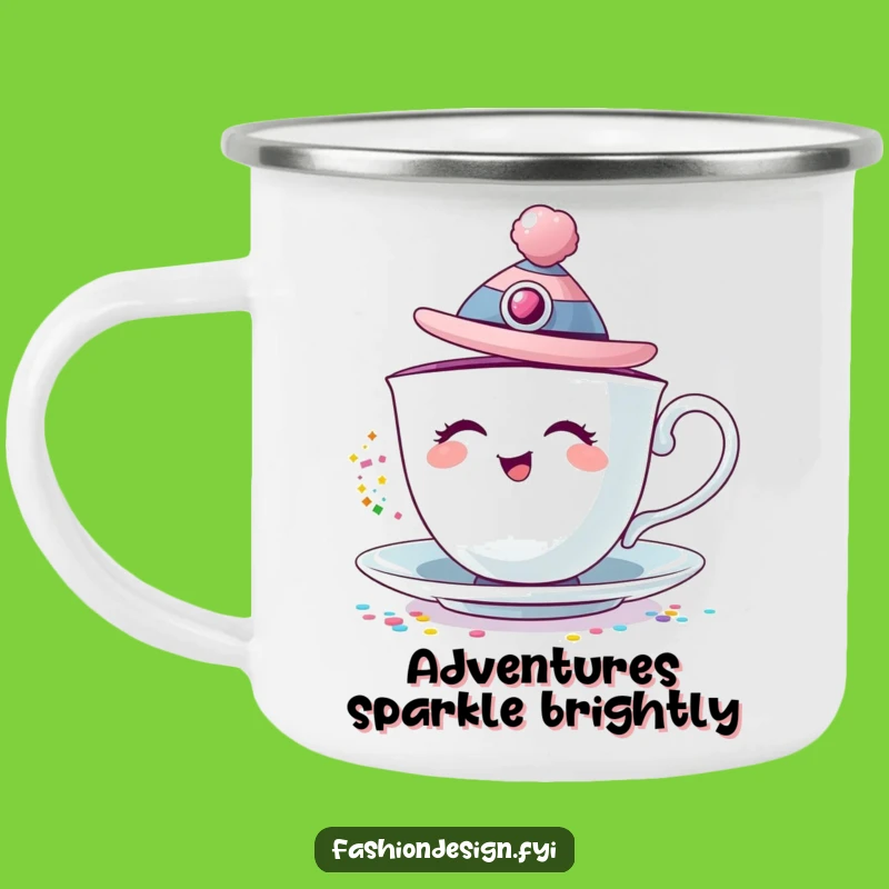 Funny Giggling Teacup Camping Mug: Add Sparkle to Your Outdoor Adventures