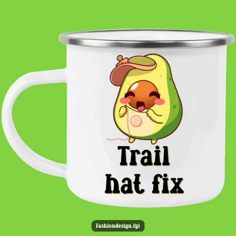 Funny Avocado Sewing Camping Mug: Quirky Crafter's Outdoor Fix-It Gift