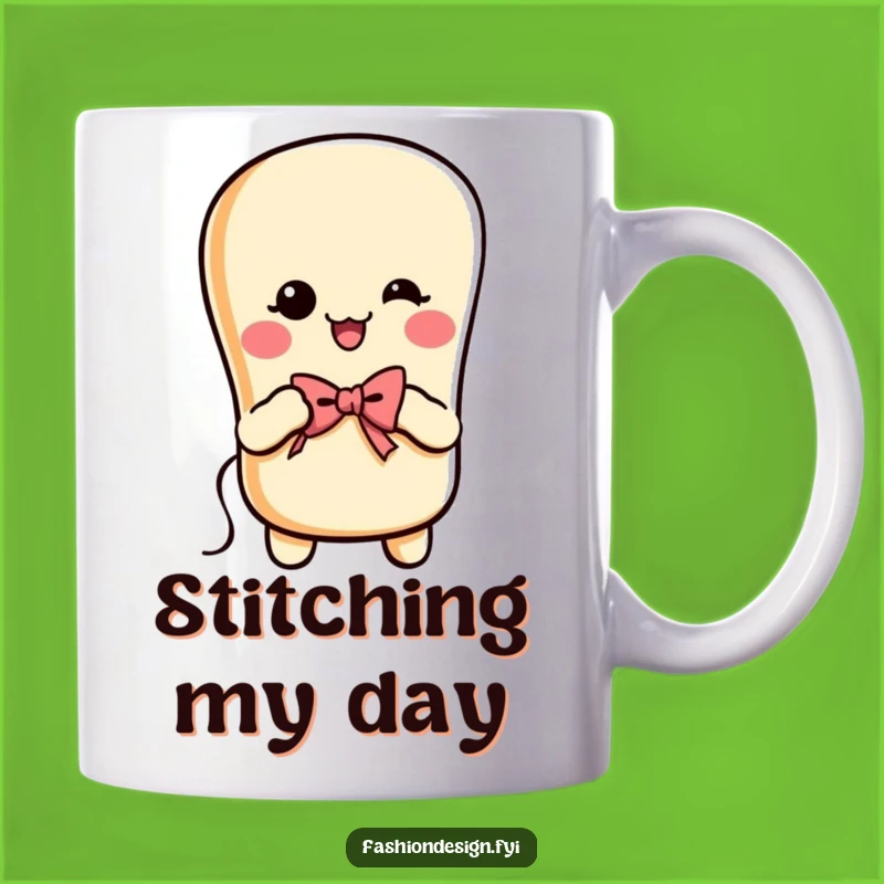 Funny Cheerful Baguette Sewing Mug: Whimsical Baker's Gift for Stitching Fun