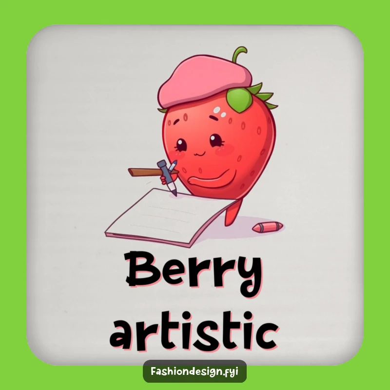 Funny Strawberry Sketch Coasters: Set of Artistic and Hilarious Gifts