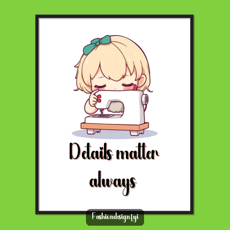 Funny Curious Character Sewing Poster: Miniature Craft Art Print Gift