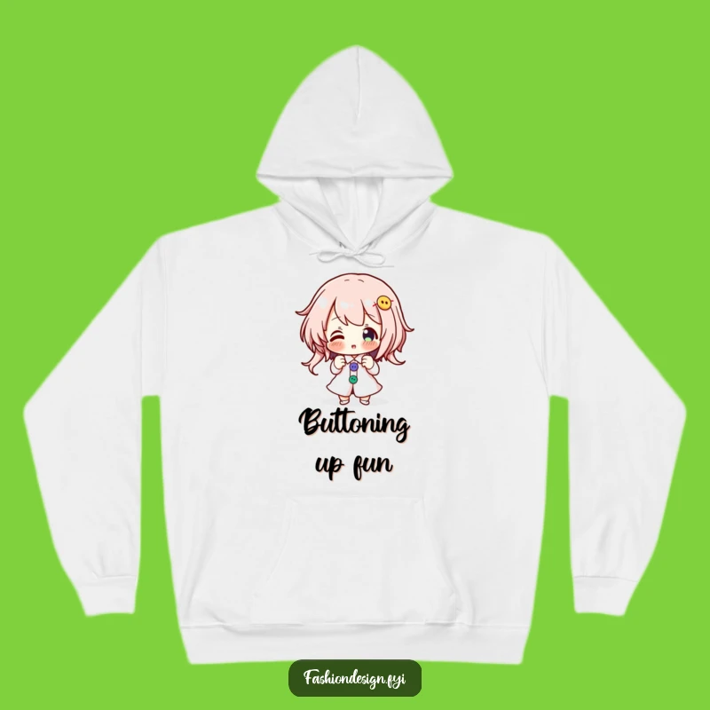 Funny Button Pinning Hoodie - Cozy Character's Craft Corner Comfort
