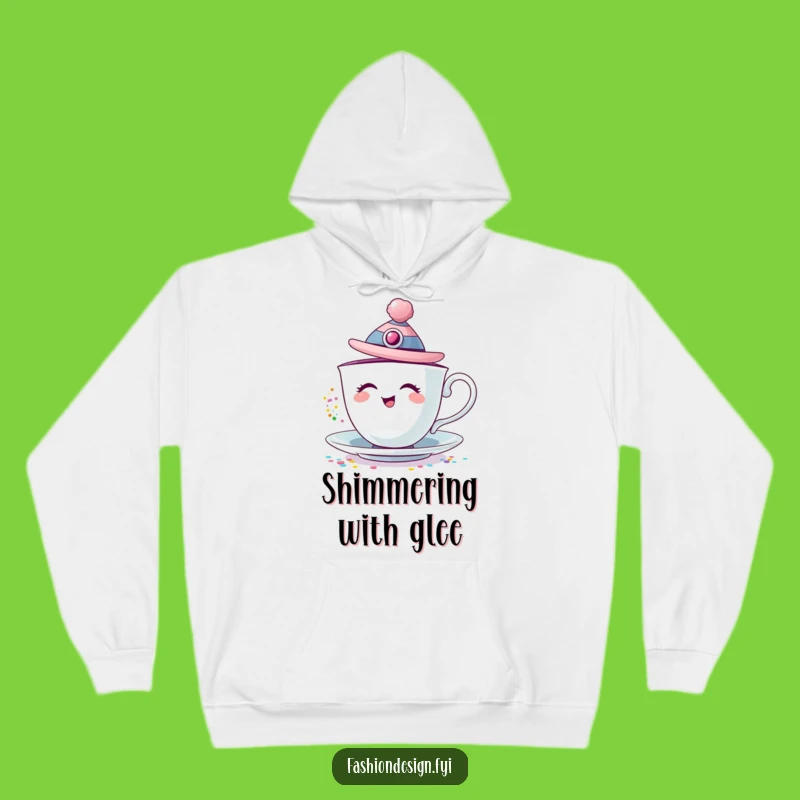 Funny Giggling Teacup Hoodie: Cozy Up with Glamorous Sparkle and Humor