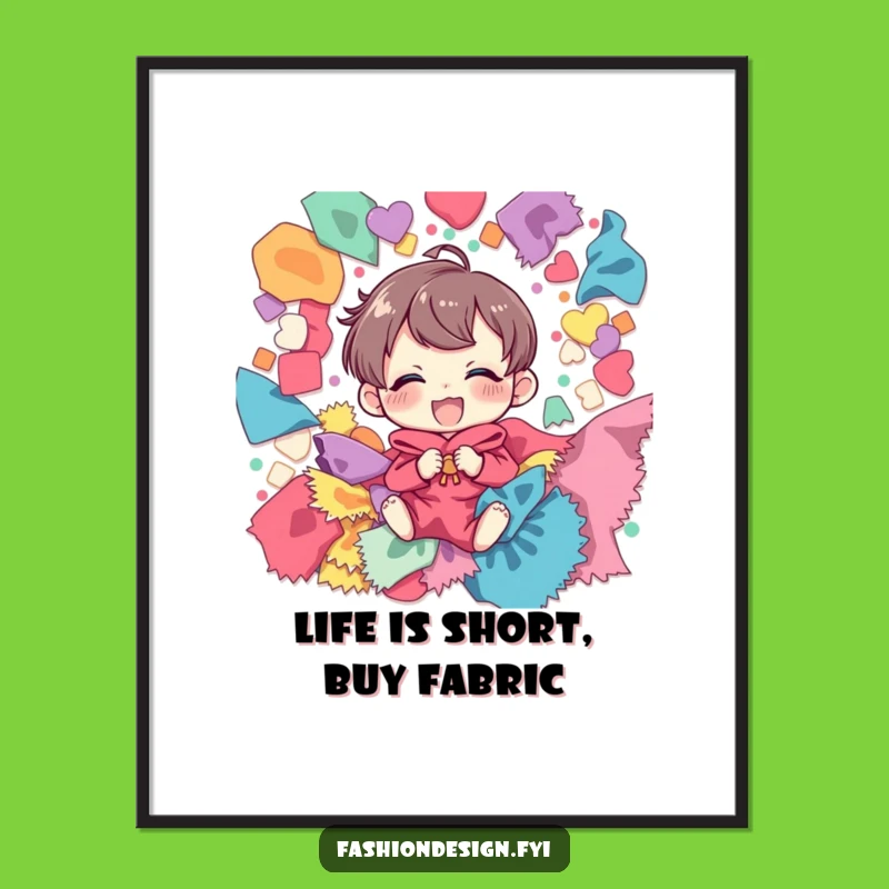 Funny Free Printable Wall Art: Giggling Crafter, Fabric Scrap Art Downloadable Decor