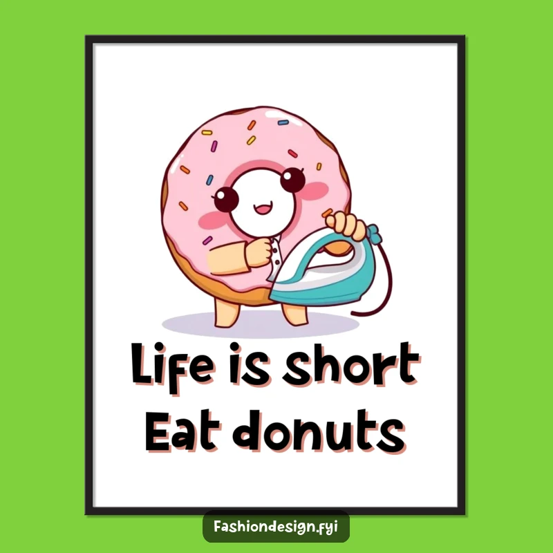Free Printable Wall Art: Mischievous Donut & Tiny Iron - Funny Decor