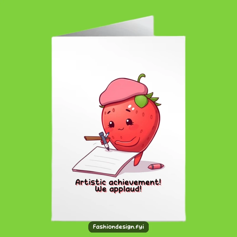 Free Printable Artist Strawberry Congrats Card - Funny Artistic Downloadable