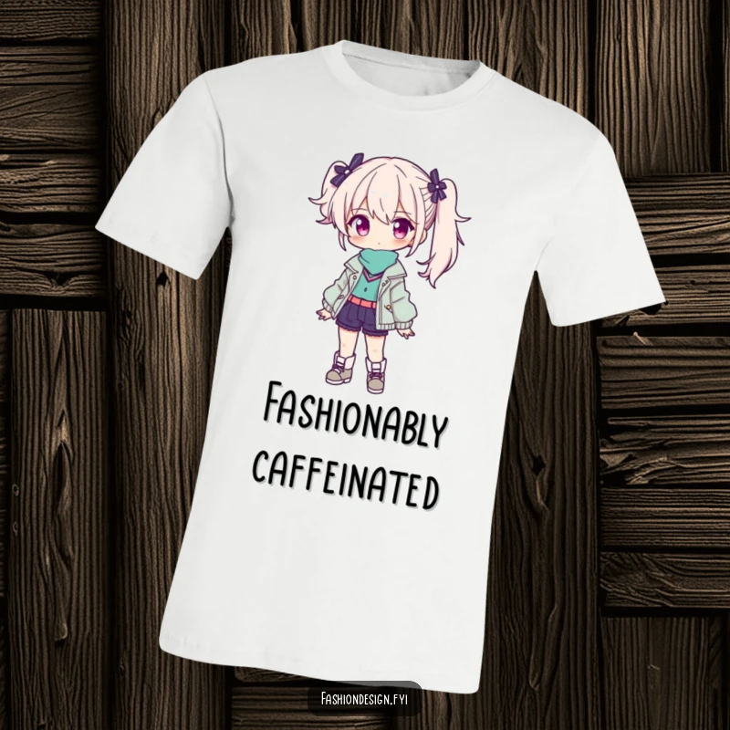 Funny t-shirt: a stylish character confidently showcases a complete, fashionable outfit with a proud smile.