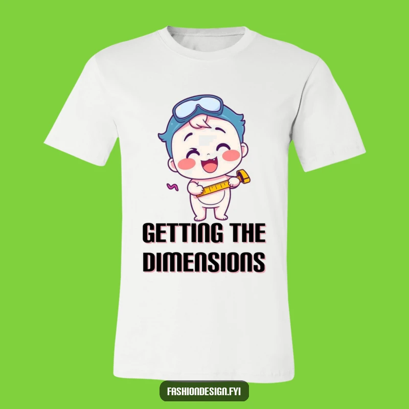 Funny Focused Excitement T-Shirt: Happy Character with Measuring Tape
