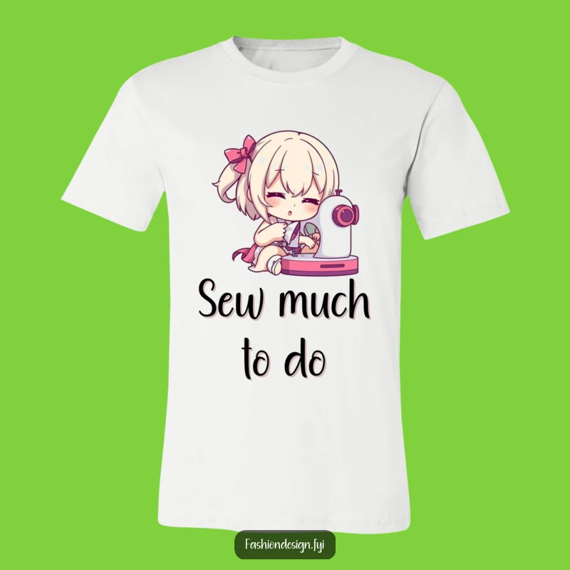Funny Seamstress T-Shirt: Dramatic Character with Sewing Machine, Humorous Gift
