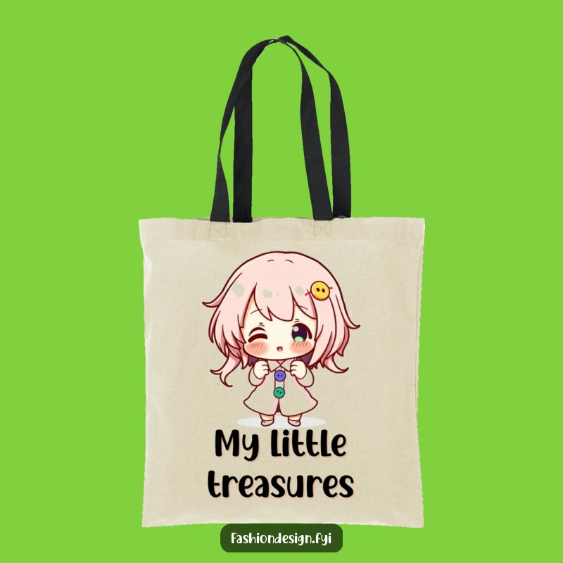 Funny Button Pinning Tote Bag - Enthusiastic Character's Craft Supply Hauler