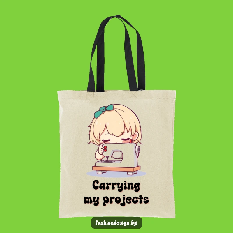 Funny Curious Character Sewing Tote Bag: Miniature Craft Carryall Gift