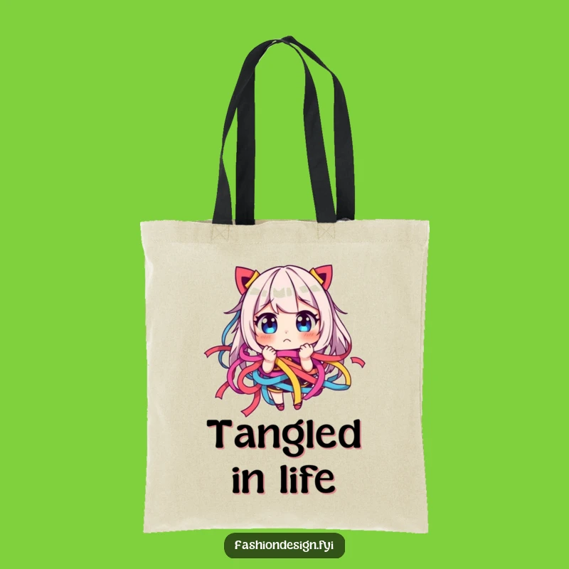 Funny Ribbon Tangle Tote Bag: Carry Your Colorful Chaos